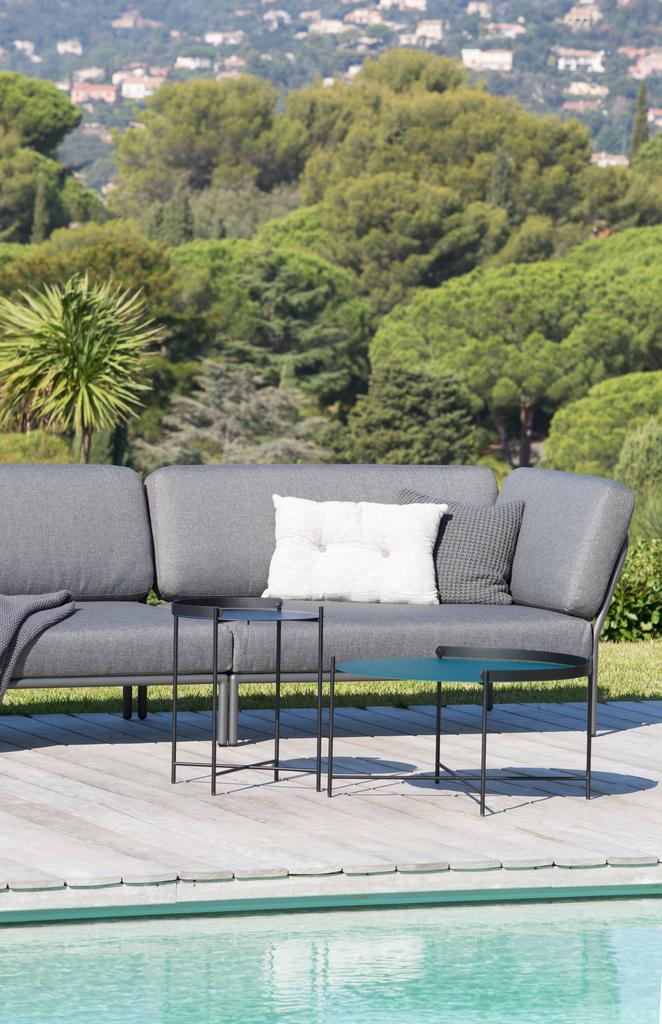 LEVEL Outdoor Sofa Lounge-Modul 2 Alpine Weiß Rechts LEVEL Outdoor Sofa Lounge-Modul 2 Sooty Grey Dunkelgrau Links