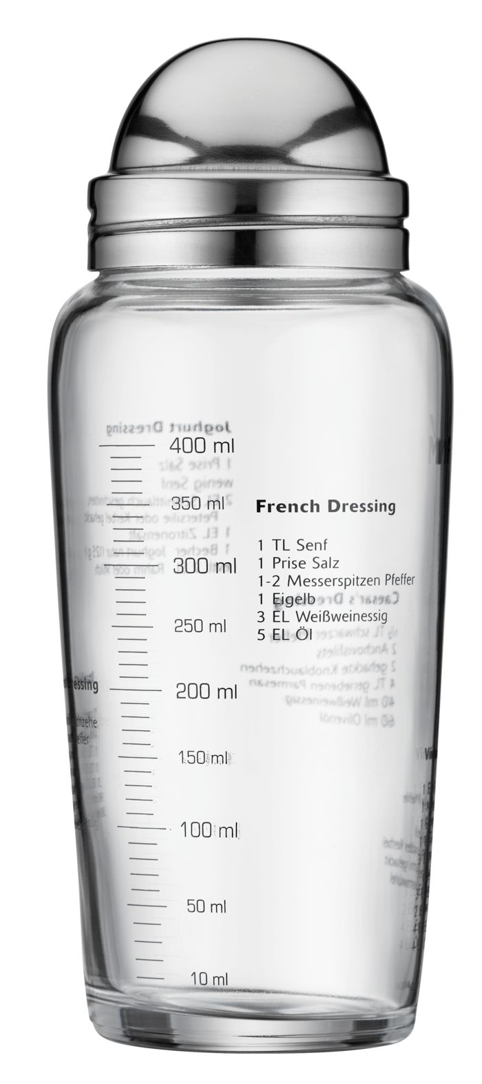 Salat Dressing-Shaker mit Messskala – aus Glas 400 ml