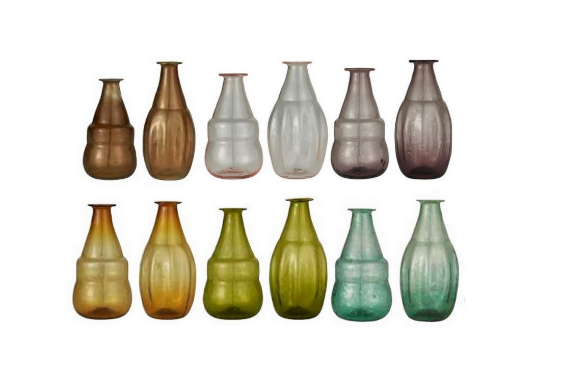 Kleine Vase Vintage aus recyceltem Glas - Dekovase für Tisch & Fensterbank Oval Karamell