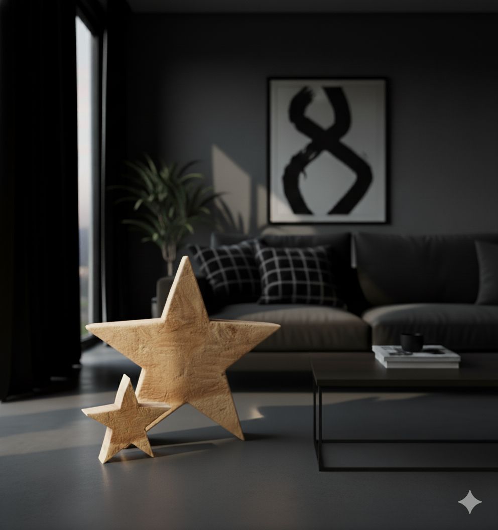 Holz-Stern Pappel natur rau Holz-Stern Pappel natur rau