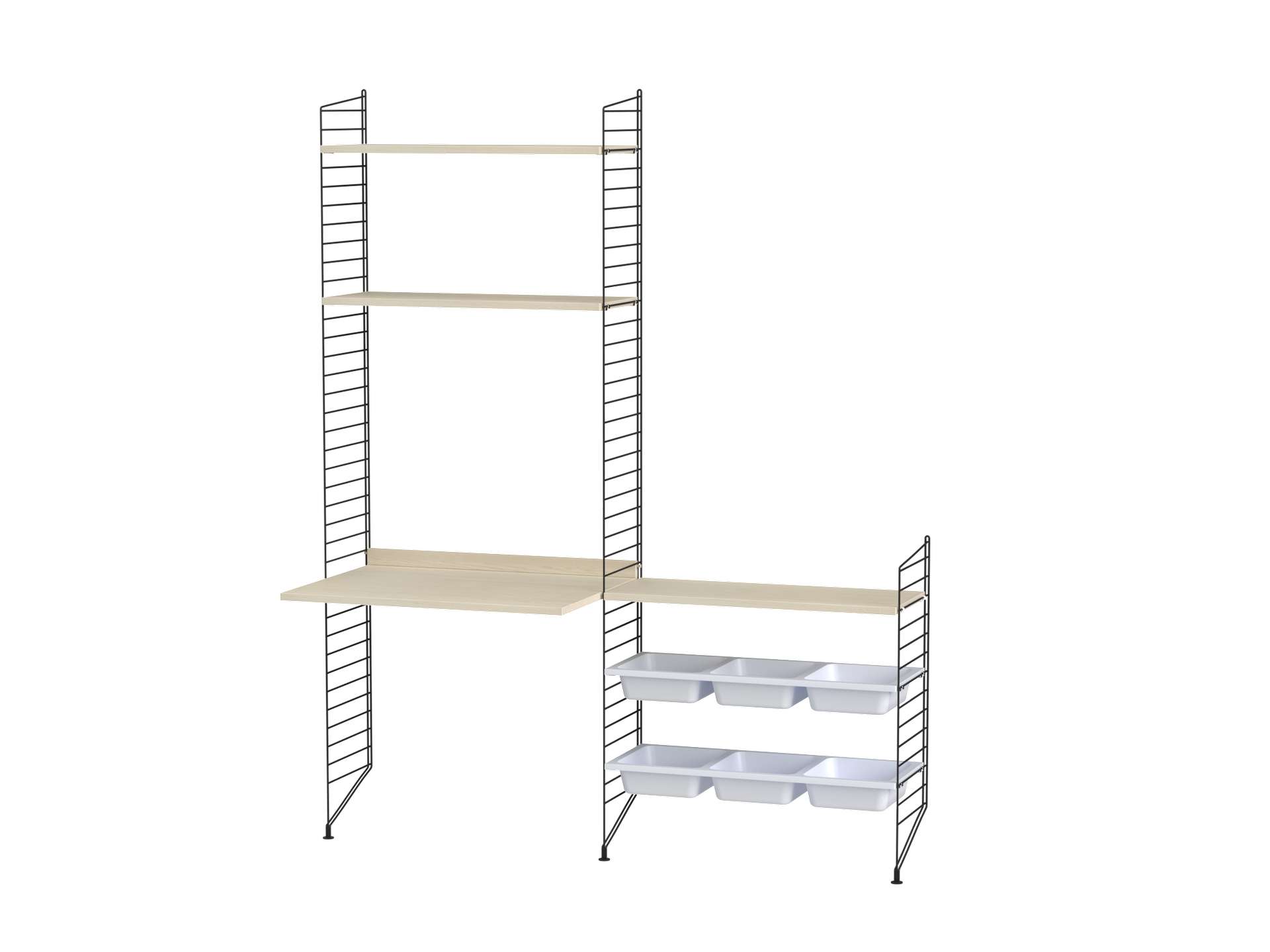 Höhenverstellbarer Kinderschreibtisch mit Aufbewahrung Schwarz Esche