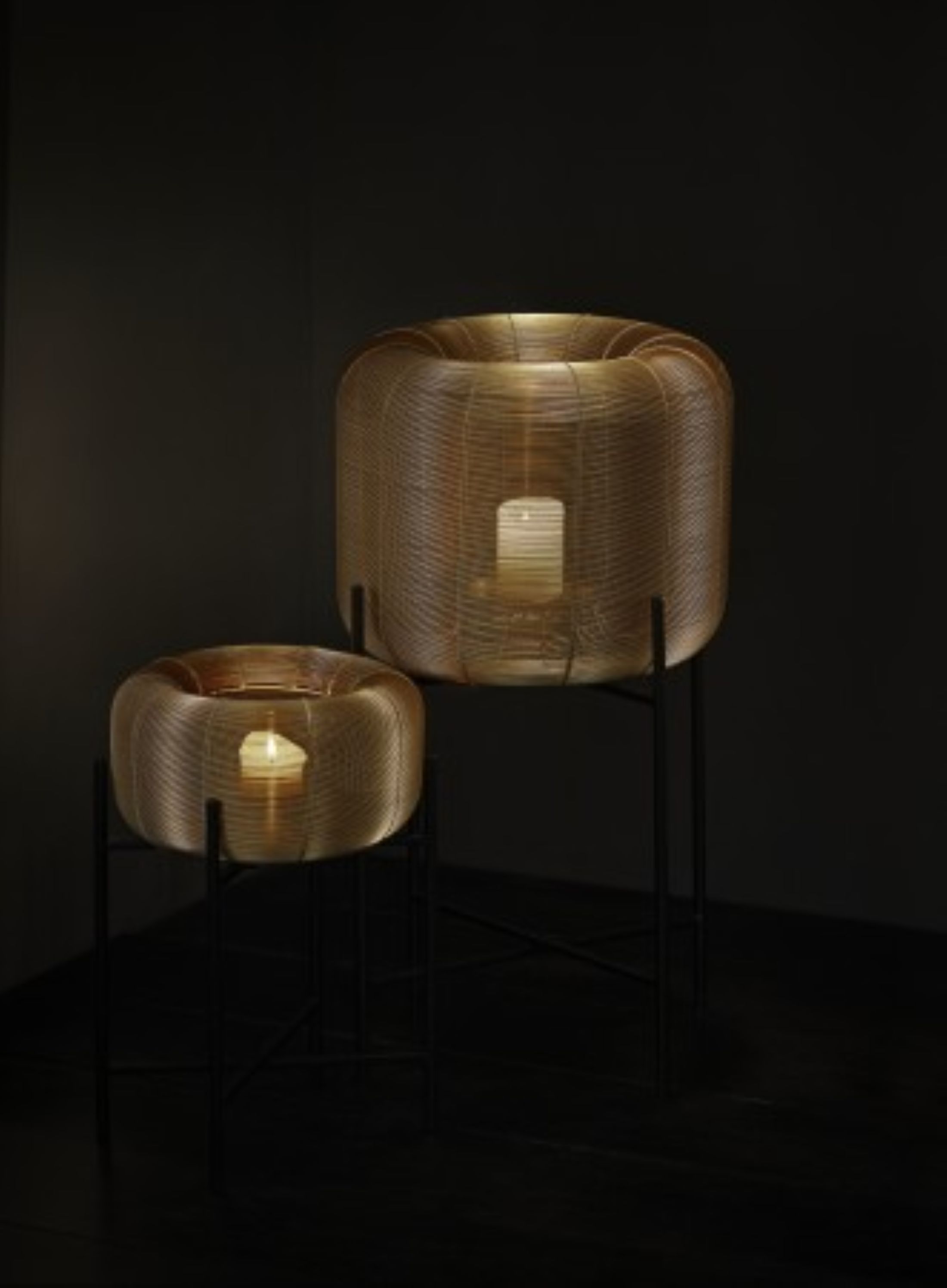 BALZAC Windlicht mit Ständer - goldfarben 46 cm