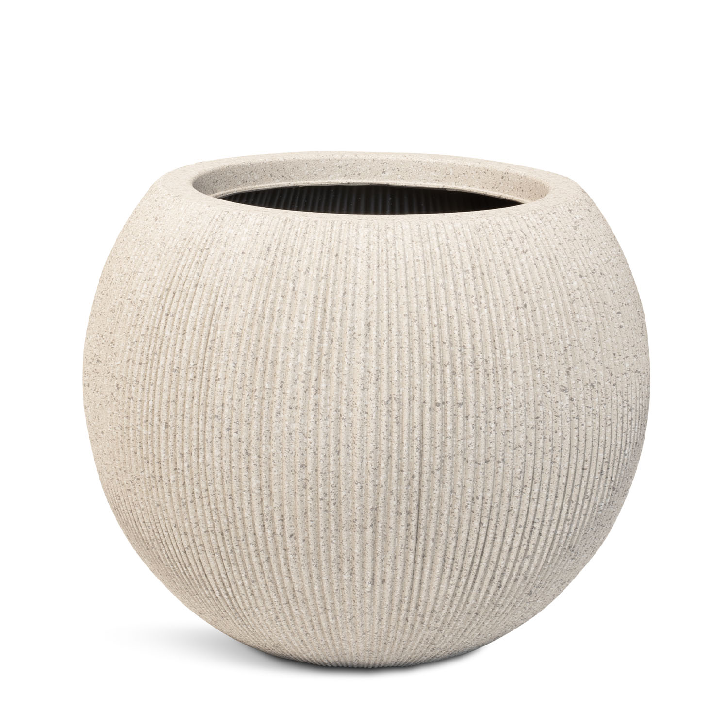 Toskana modernes Bodengefäß mit Rillenstruktur Ø 37 cm, Höhe 30 cm stone beige