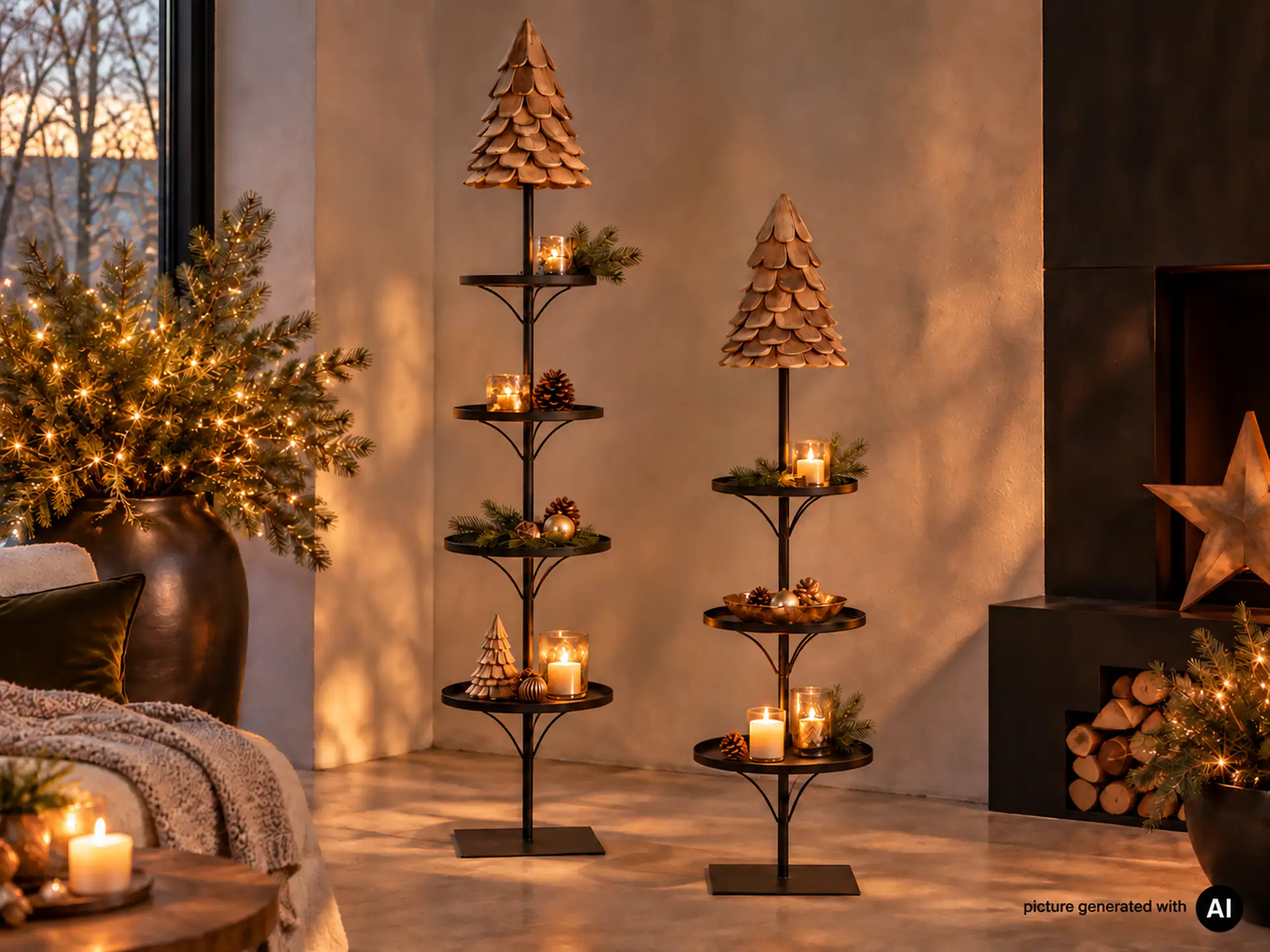 Weihnachtliche Etagere mit Tanne BREST