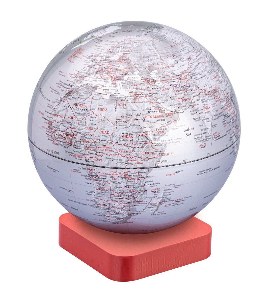 Globus "MAGNA ECO" mit Sockel rot/silber Globus "MAGNA ECO" mit Sockel rot/silber