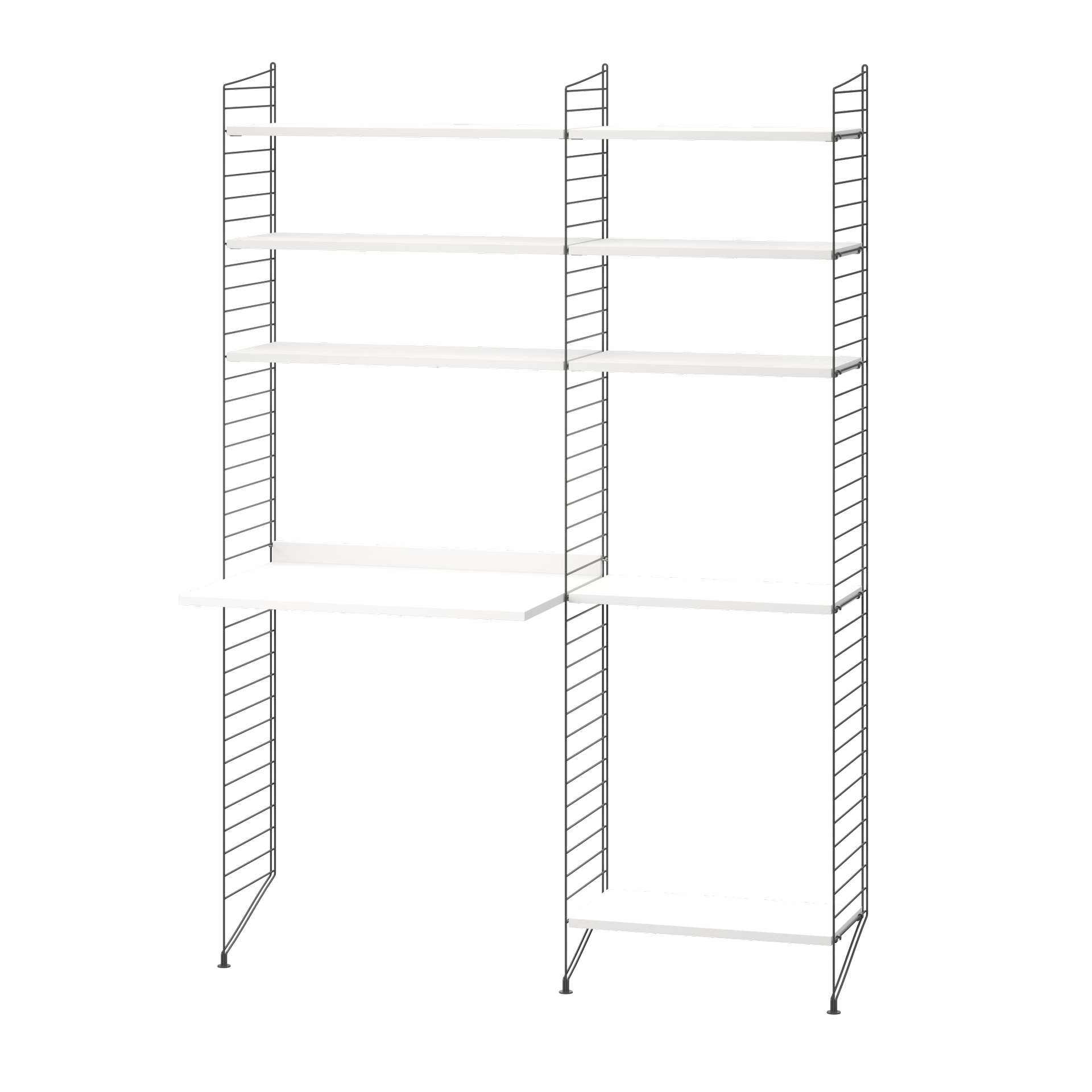 Funktionales Standregal mit Schreibtisch Dunkelgrau Weiß Funktionales Standregal mit Schreibtisch Dunkelgrau Weiß