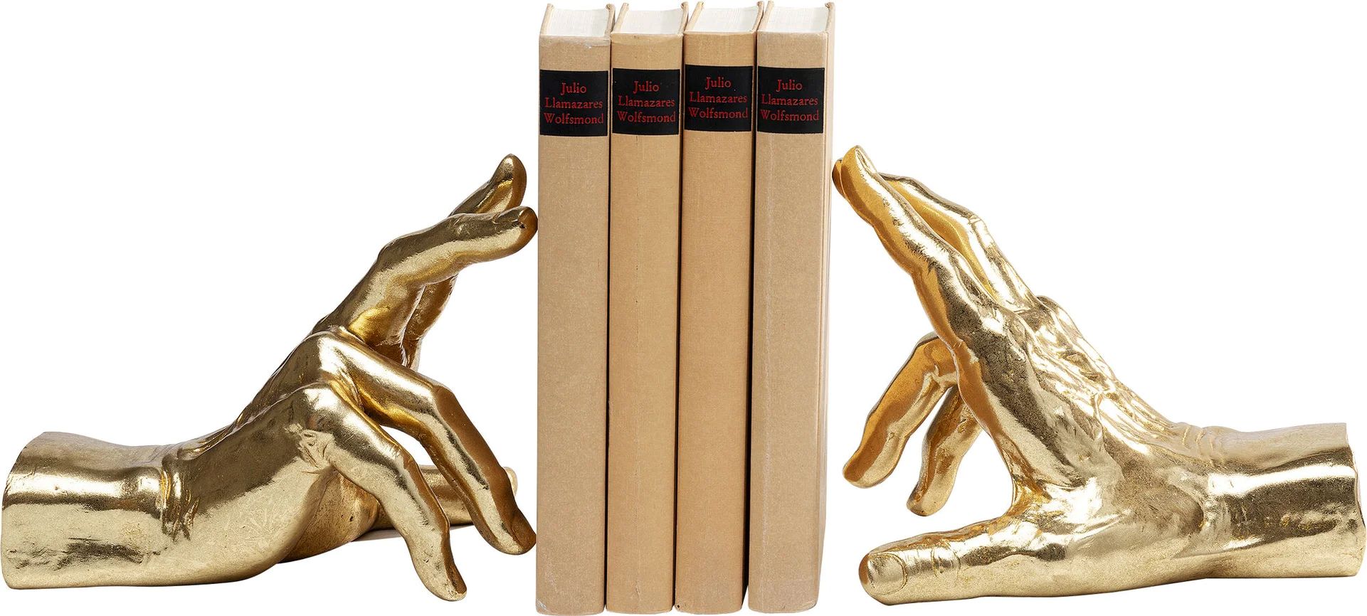 Buchstütze Holding Fingers Gold 2er Set - Dekorative Hände aus Polyresin