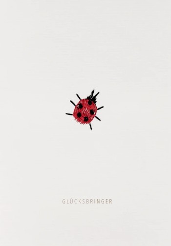 Stickereikarte „Glücksbringer“ – Grußkarte mit gesticktem Marienkäfer