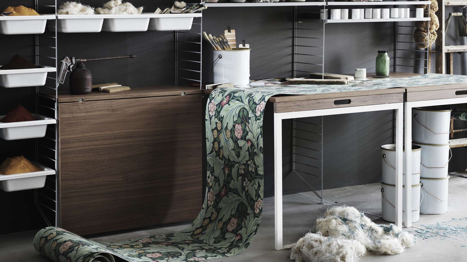 String System Klapptisch Walnuss/Schwarz