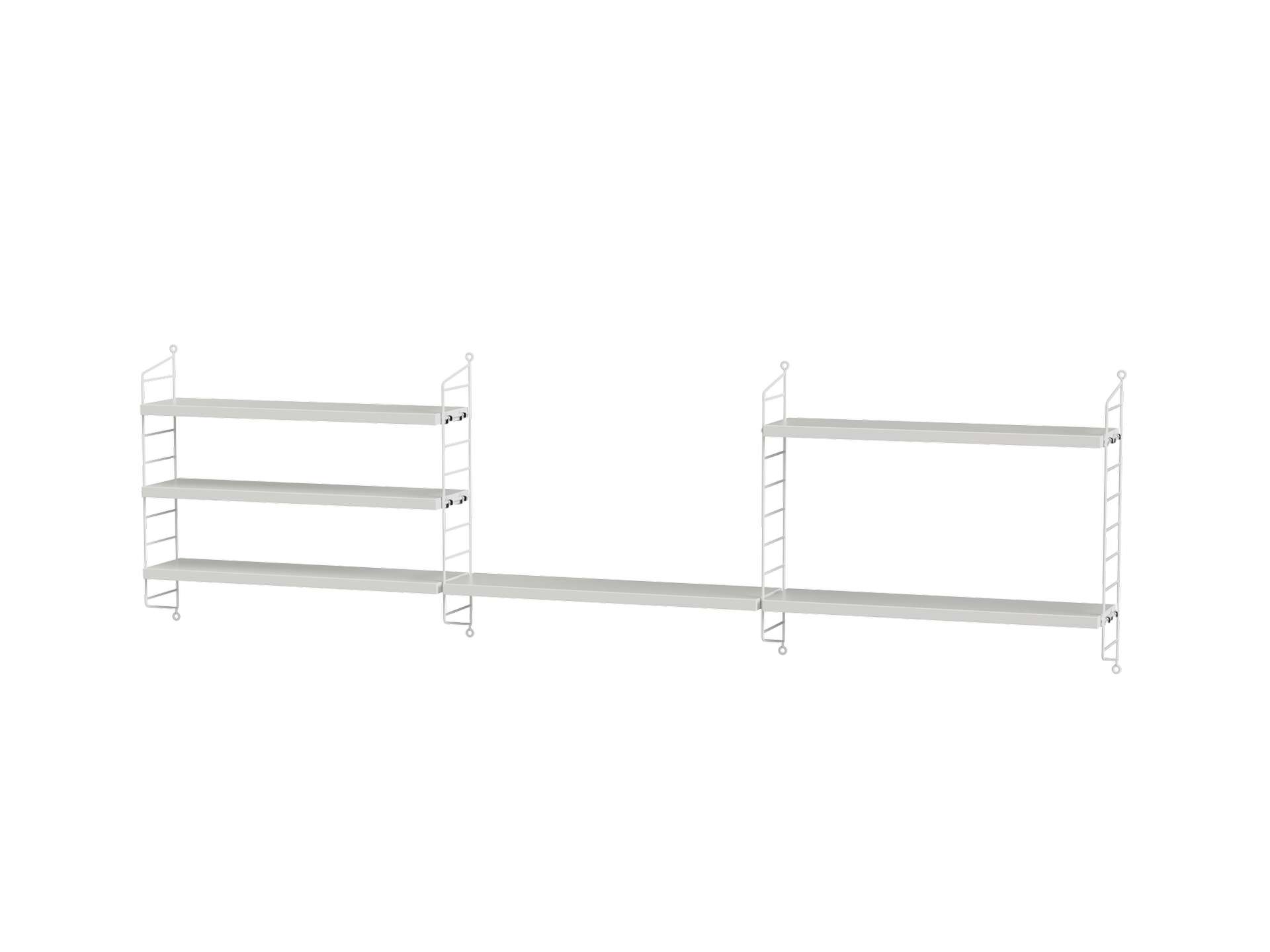 Langes Wandregal mit Holzböden Weiß