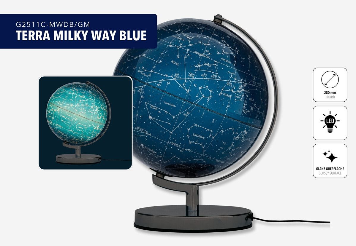 Globus TERRA MILKY WAY mit LED-Beleuchtung Blau Globus TERRA MILKY WAY mit LED-Beleuchtung Blau