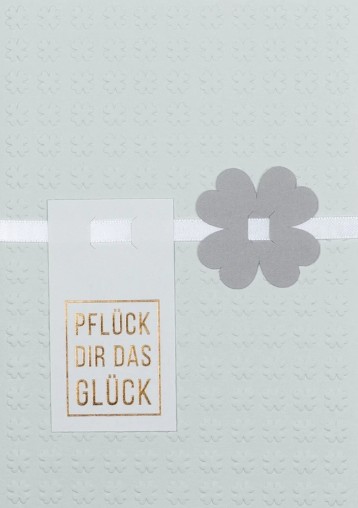 Glückskarte „Pflück dir das Glück“ – Grußkarte mit Kleeblattmotiv