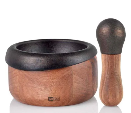Crush Mörser mit Stößel – Gusseisen Gewürzmörser mit Akazienholzgriff Crush Mörser mit Stößel – Gusseisen Gewürzmörser mit Akazienholzgriff
