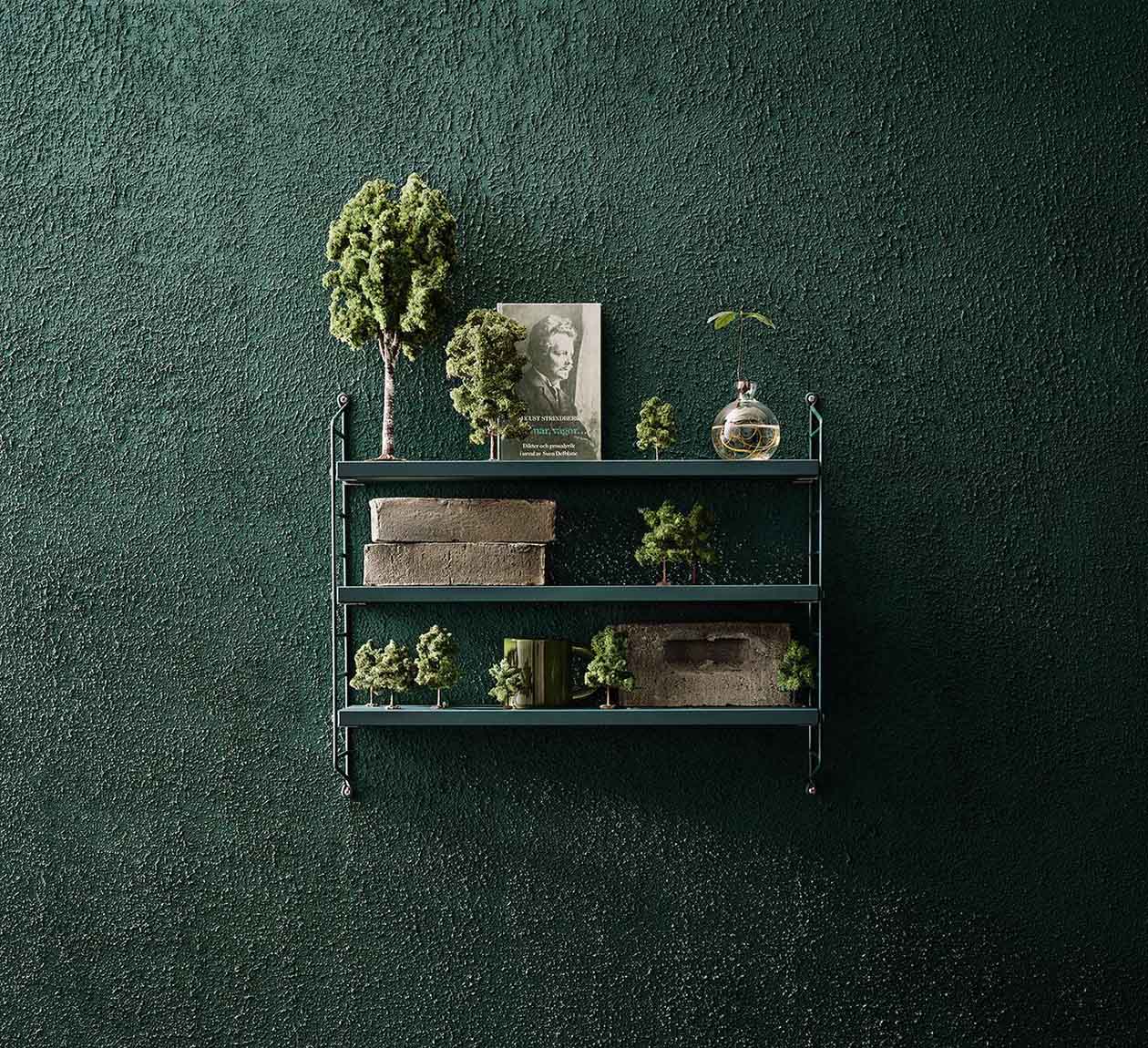 String Pocket Wandregal Holz Walnuss/Schwarz