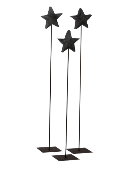 Schwarzer Holzstern auf Eisenständer - moderne Weihnachtsdeko 135 cm Schwarzer Holzstern auf Eisenständer - moderne Weihnachtsdeko 135 cm
