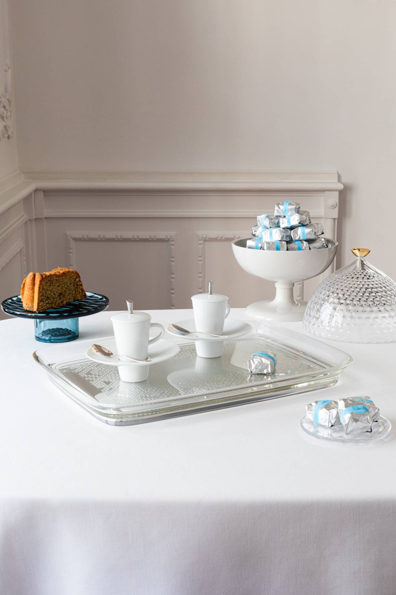 Teatime Serviertablett Pink Teatime Serviertablett Chrom