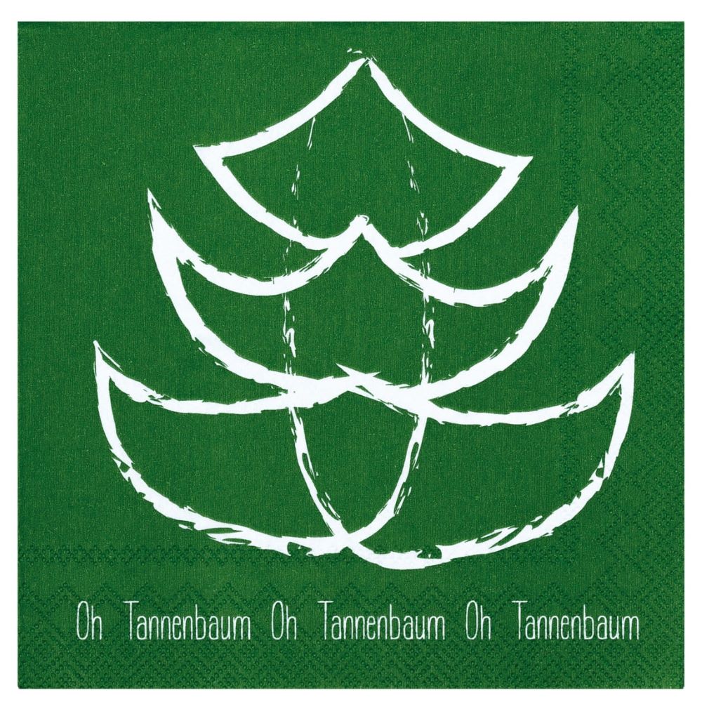 Grüne Cocktailserviette "Oh Tannenbaum" 25 x 25 cm Grüne Cocktailserviette "Oh Tannenbaum" 25 x 25 cm