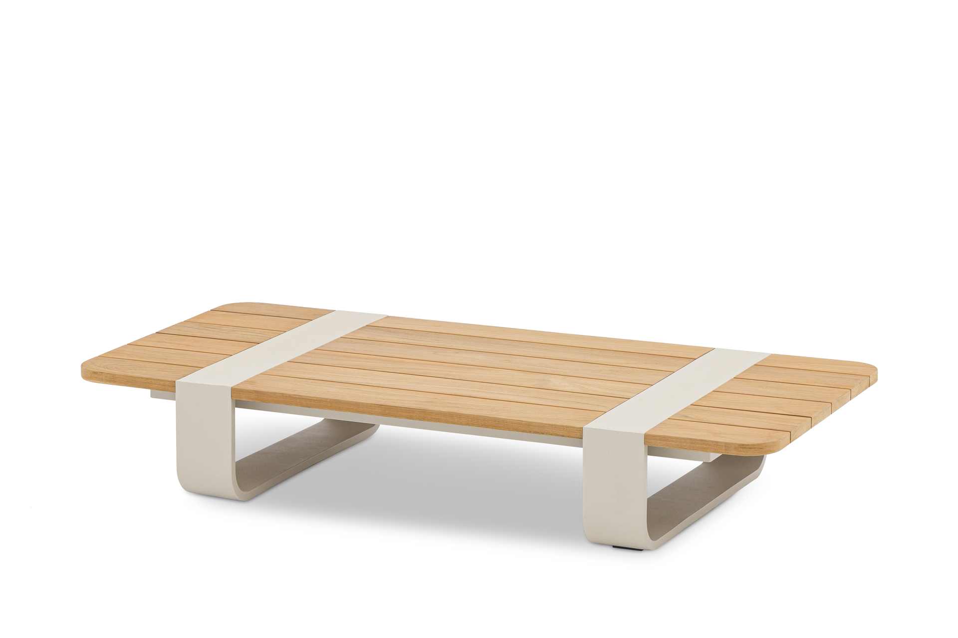 Dox flacher Lounge Tisch mit Teak Oberfläche Dox flacher Lounge Tisch mit Teak Oberfläche