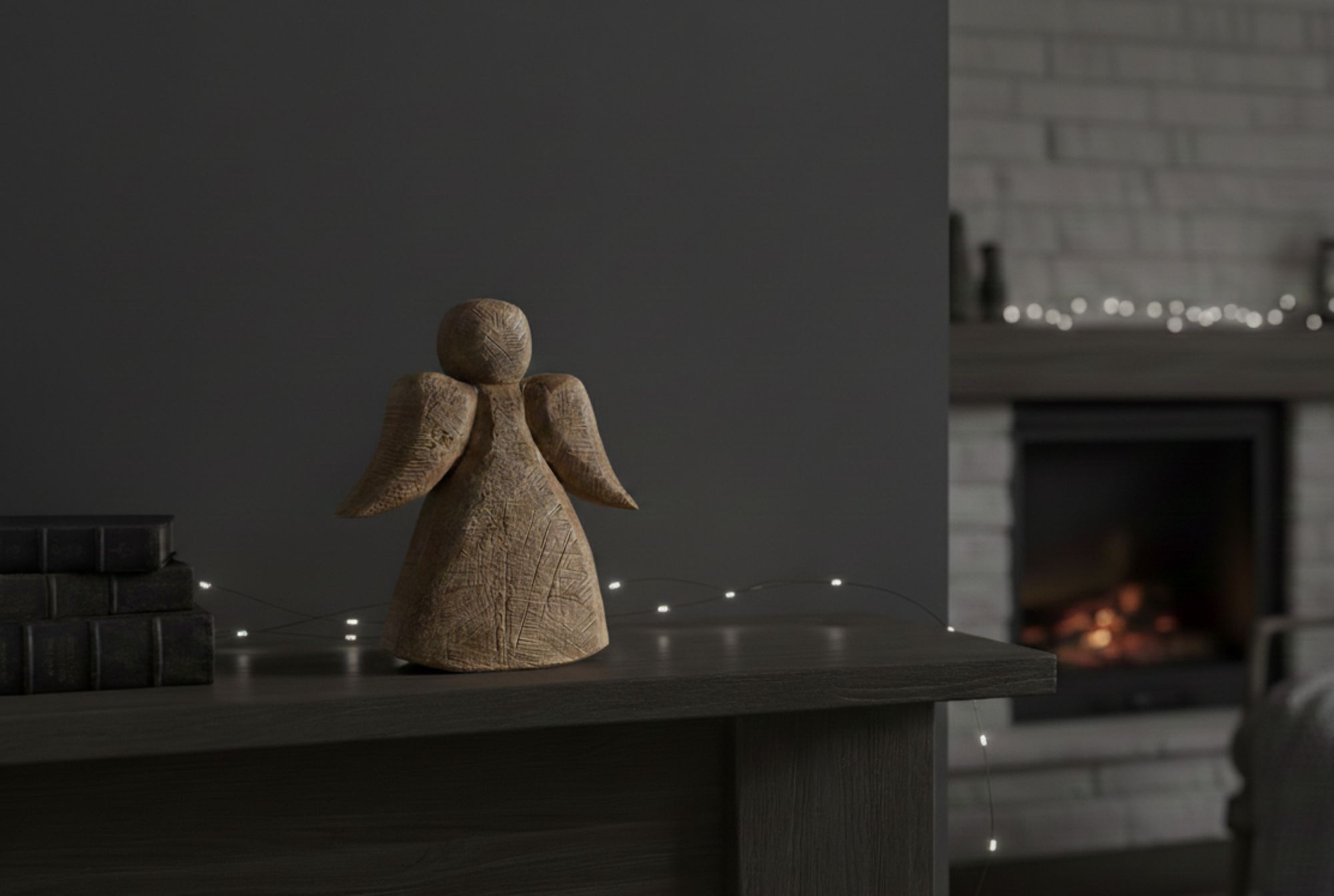 Holz Engel Pappel - sägerauh - grau Holzengel aus Pappel naturbelassen - handgefertigte Dekoration Unikat für Weihnachten Höhe 60 cm