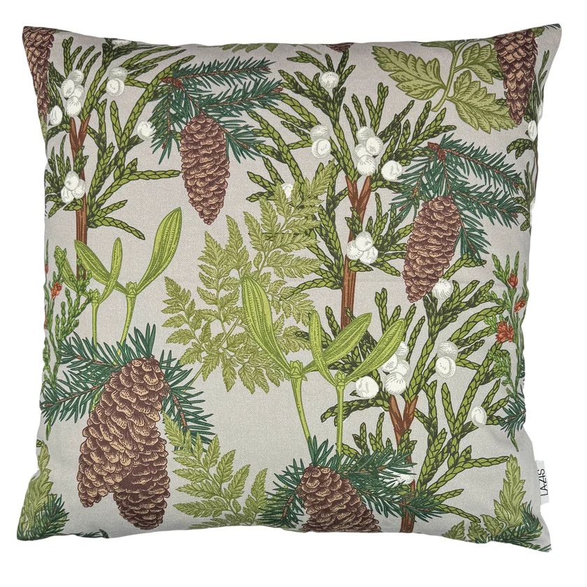 Kissenhülle mistle & pine 60×60 cm - Printstoff mit Zapfen, Misteln und Zweigen