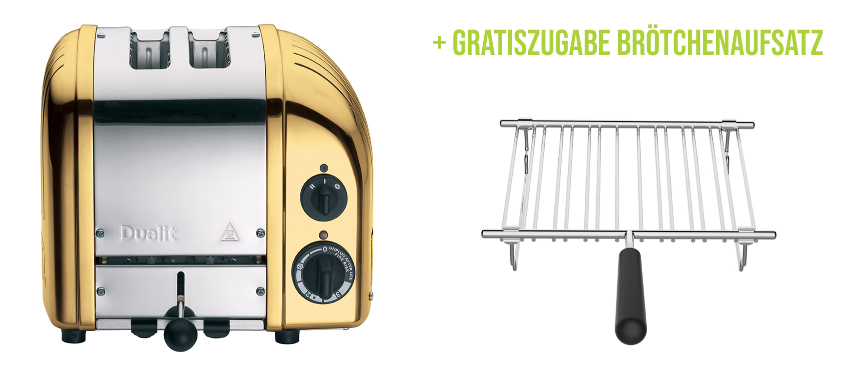 Classic Toaster Premium 2-Schlitz inkl. Gratis Sandwichzange Brass/Gold Classic Toaster Premium 2-Schlitz inkl. Gratis Brötchenaufsatz Brass/Gold