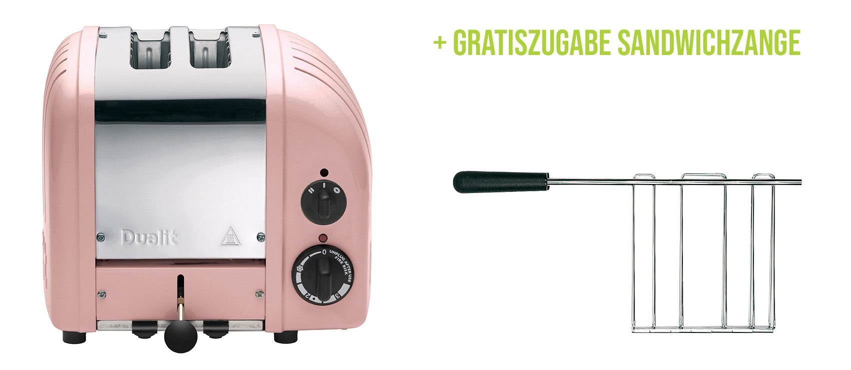 Dualit Classic Toaster Premium 2-Schlitz inkl. Gratis Sandwichzange Pink