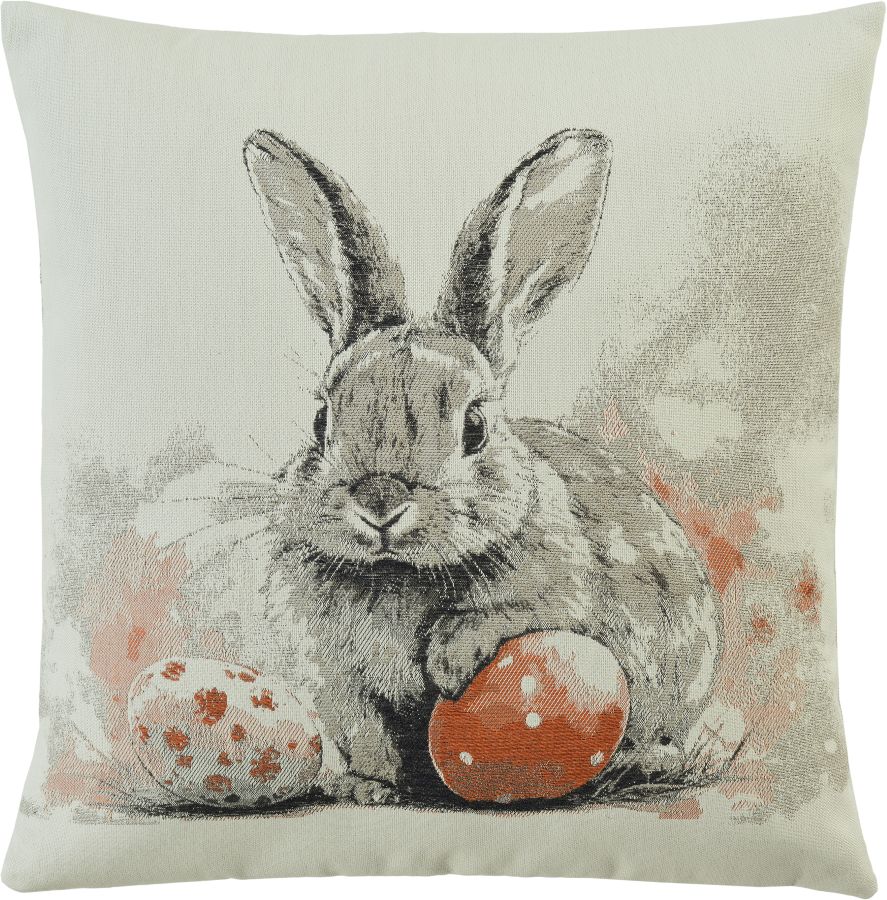 Kissenhülle Hopster 45x45 cm Orange - Deko Hülle mit Hasen- & Ostereiermotiv