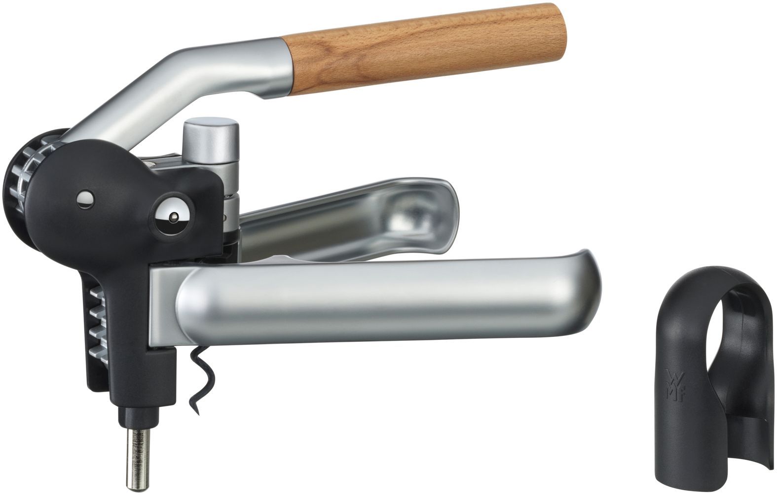 Baric Hebelkorkenzieher mit Folienschneider aus Metall & Buchenholz