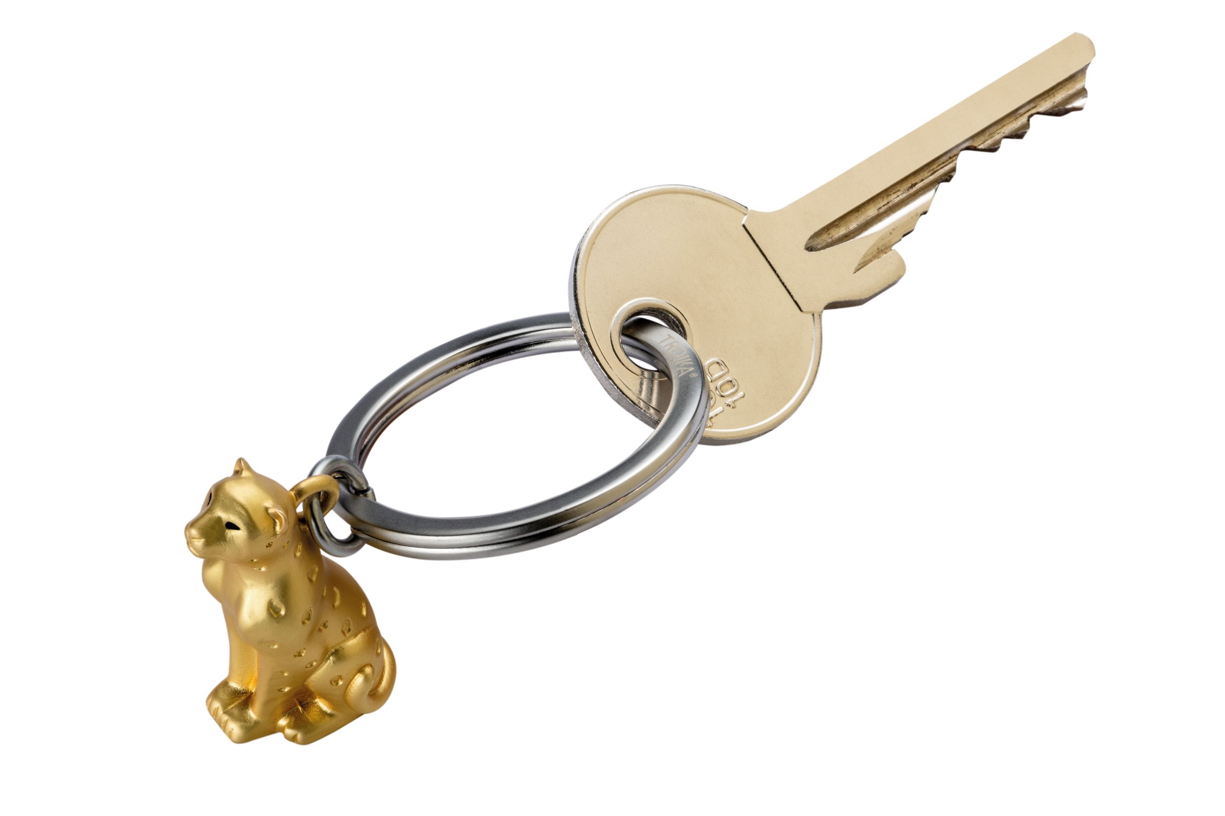 Schlüsselanhänger Leopold Metallguss - 3D-Tierfigur, gold/silber
