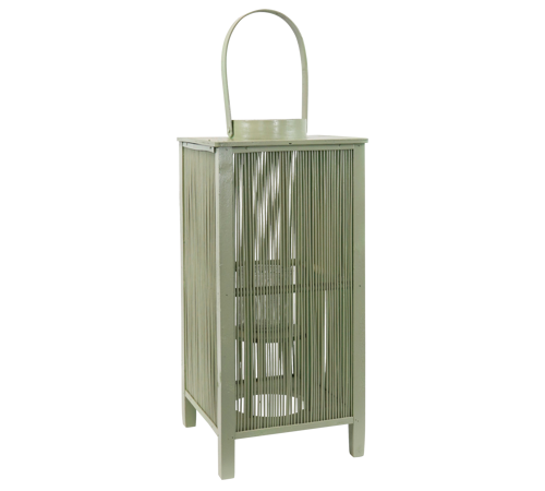 Laterne Malmö Lindgrün h 51 cm – Bambus-Laterne mit Tragegriff im modernen Design