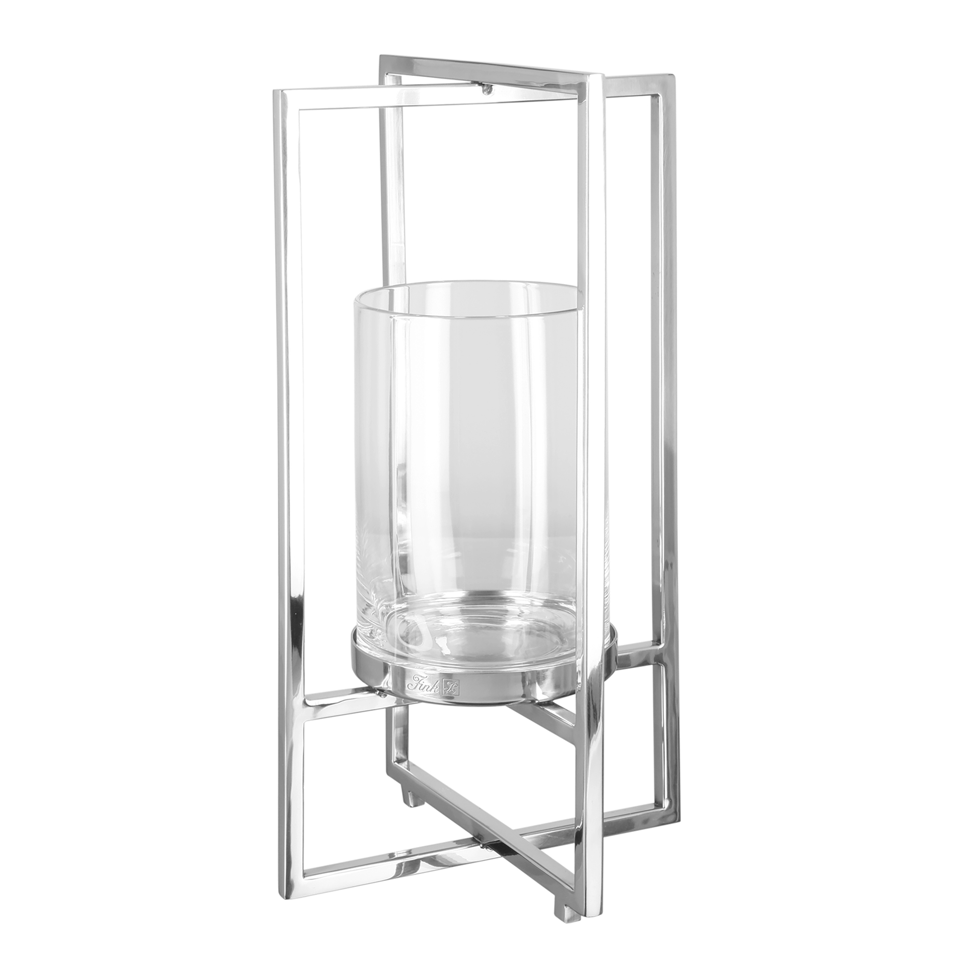 146172.jpg NORMAN silberner Kerzenhalter Edelstahl 40 Mit Glas