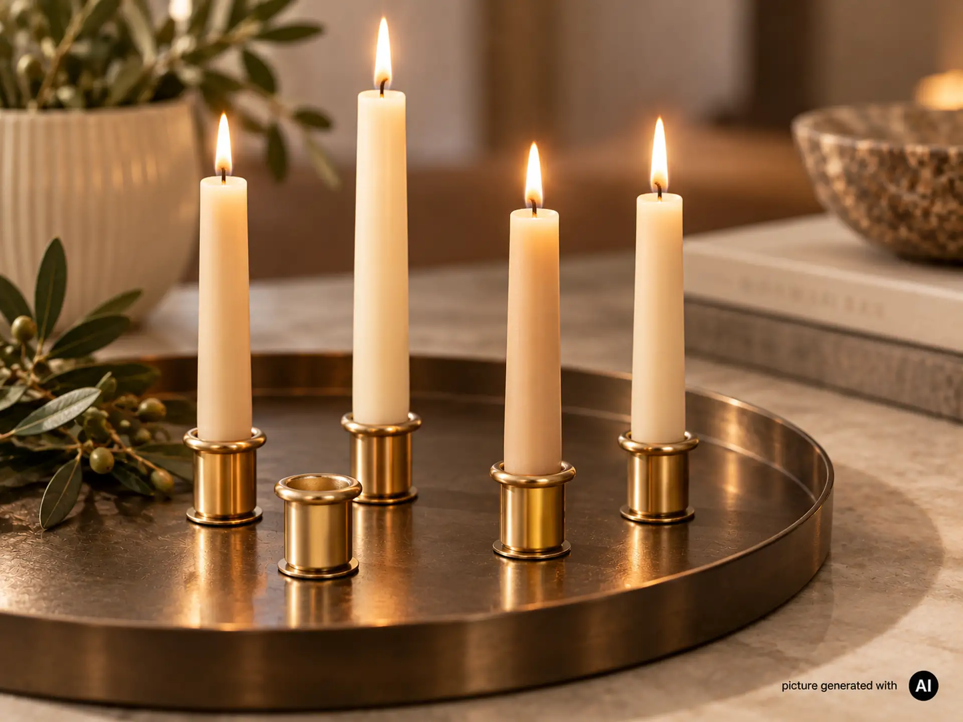 Praktischer Stabkerzenhalter mit Magnet ALIA Gold