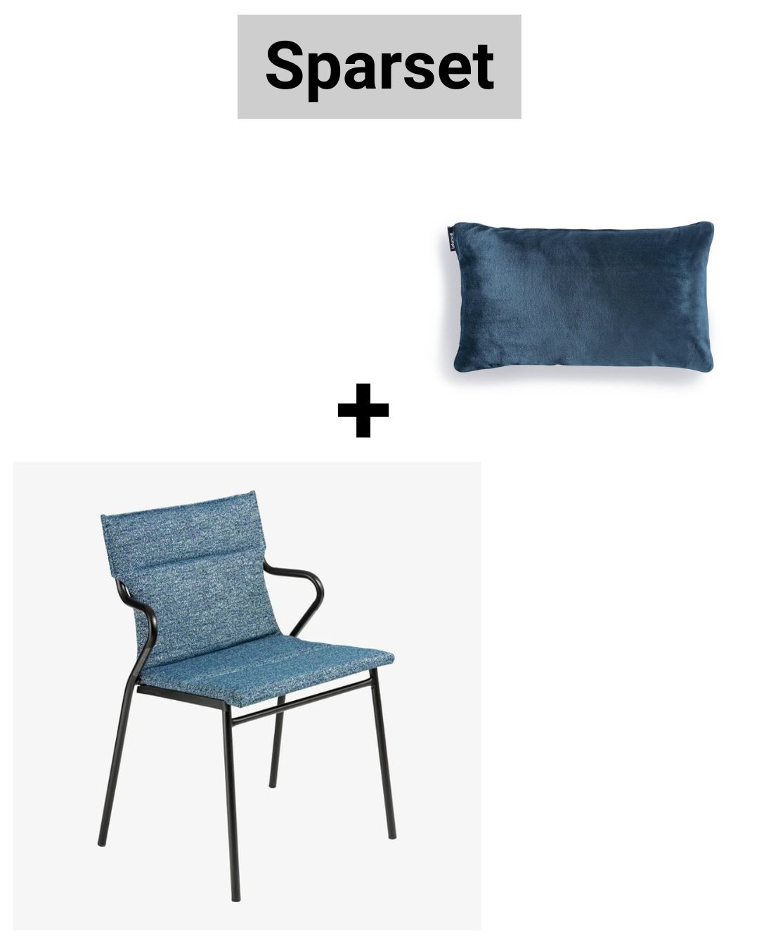 stuhl ancone cobalt + kissen Sparset Stuhl mit Armlehne ANCONE Cobalt / Gestell schwarz + Kissen