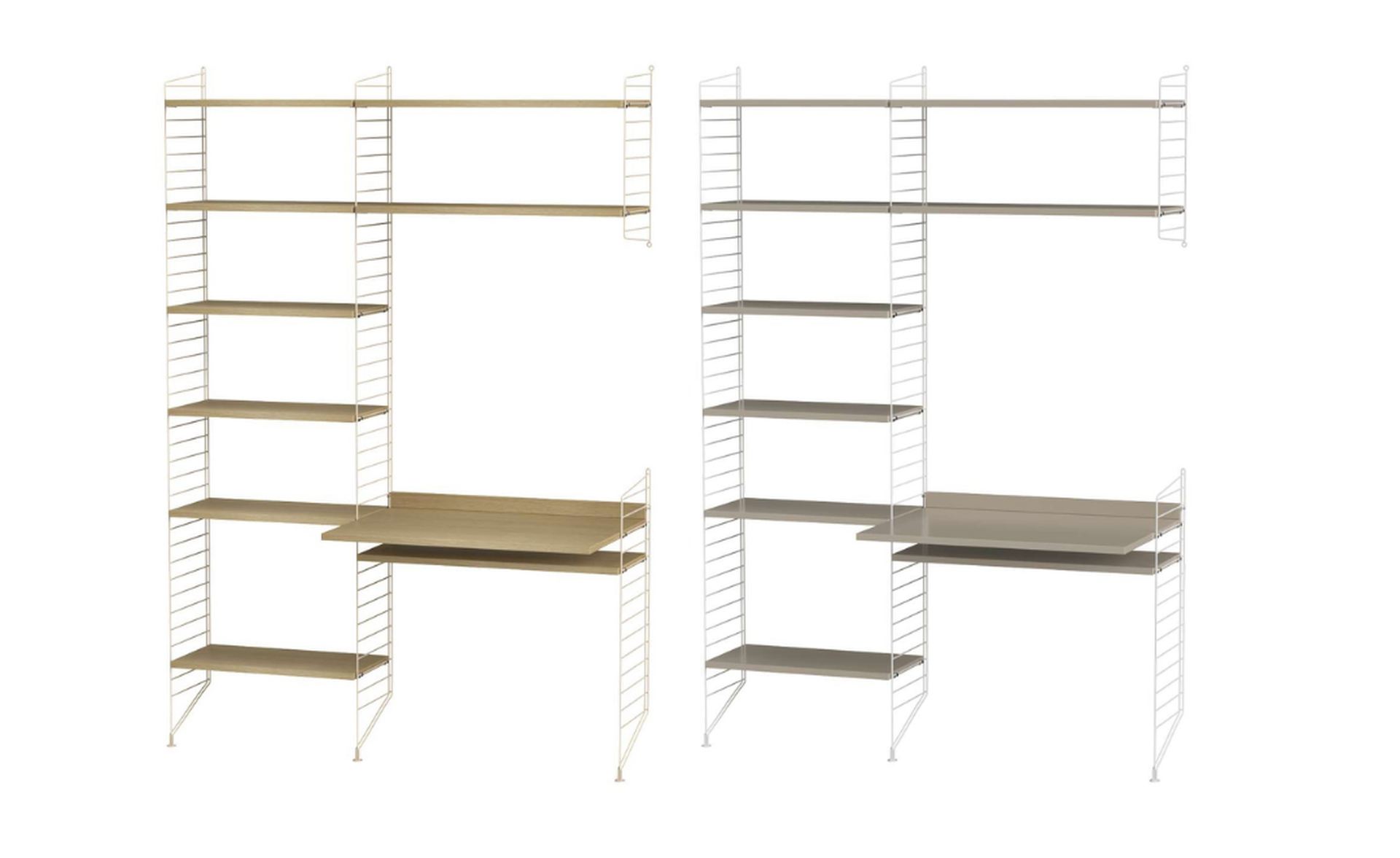 Standregal mit Schreibtischplatte Standregal mit Schreibtischplatte Schwarz Esche