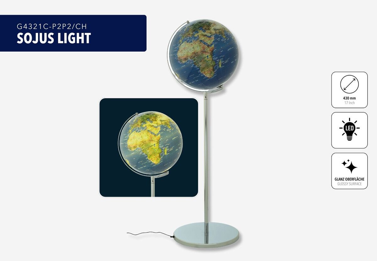 Standglobus "SOJUS LIGHT" grün/blau glänzend verchromt