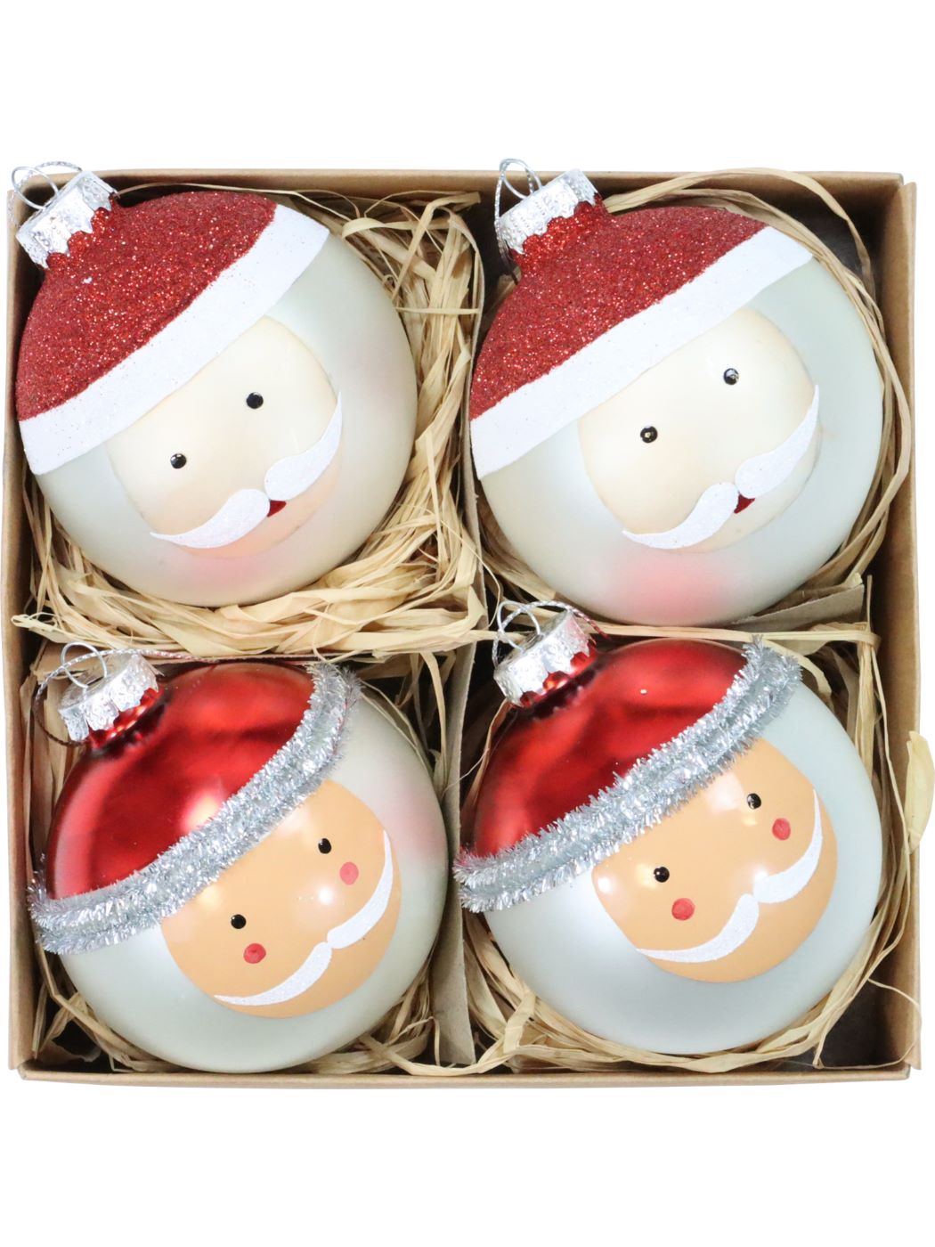 Weihnachtskugel Weihnachtsmann 4er Set Glas Weihnachtskugel Weihnachtsmann 4er Set Glas
