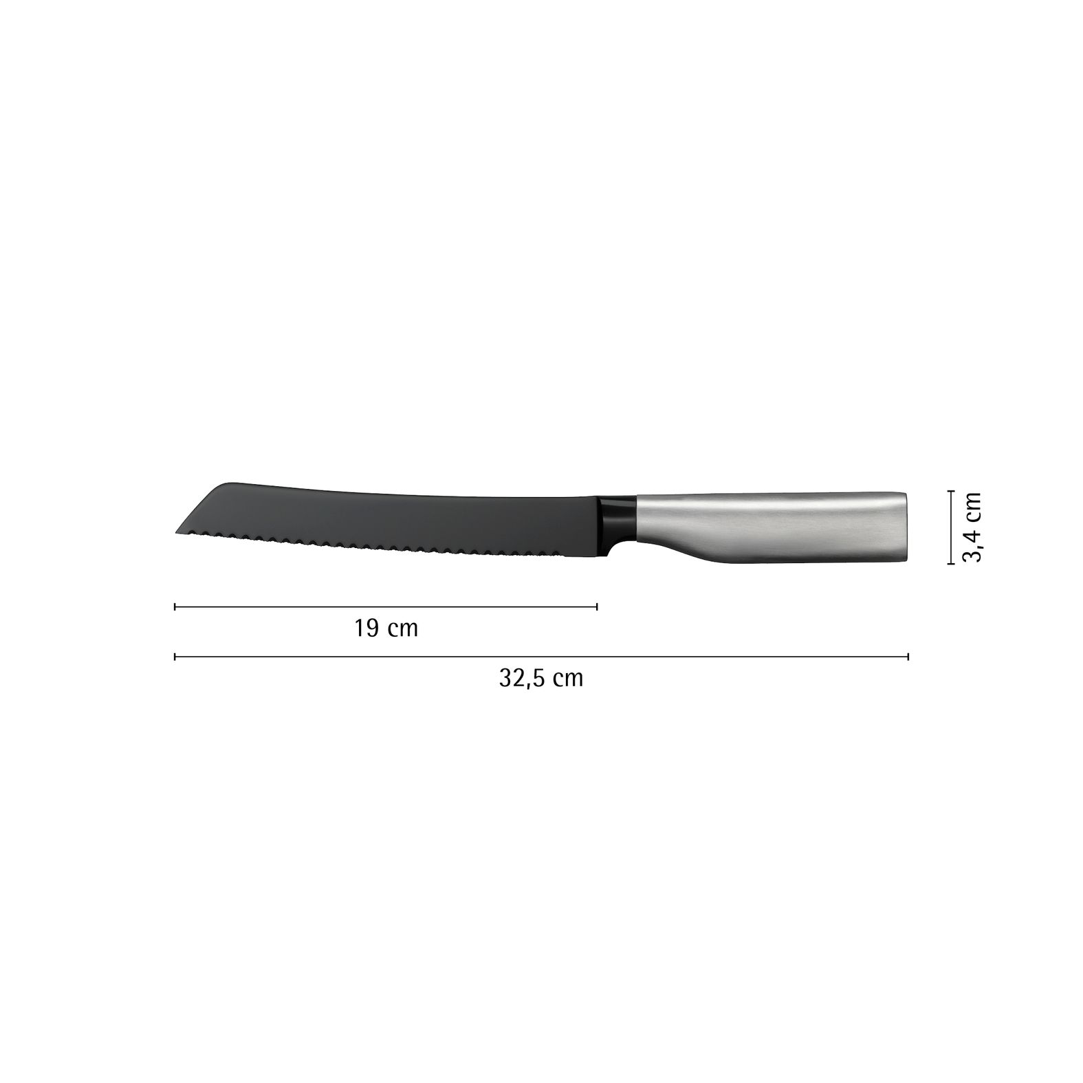 Ultimate Black Brotmesser 19 cm mit Diamantbeschichtung