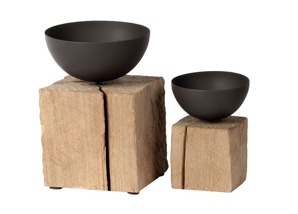 Eisenleuchter Sophia auf Holzwürfel Eisenleuchter Sophia auf Holzwürfel 15 cm