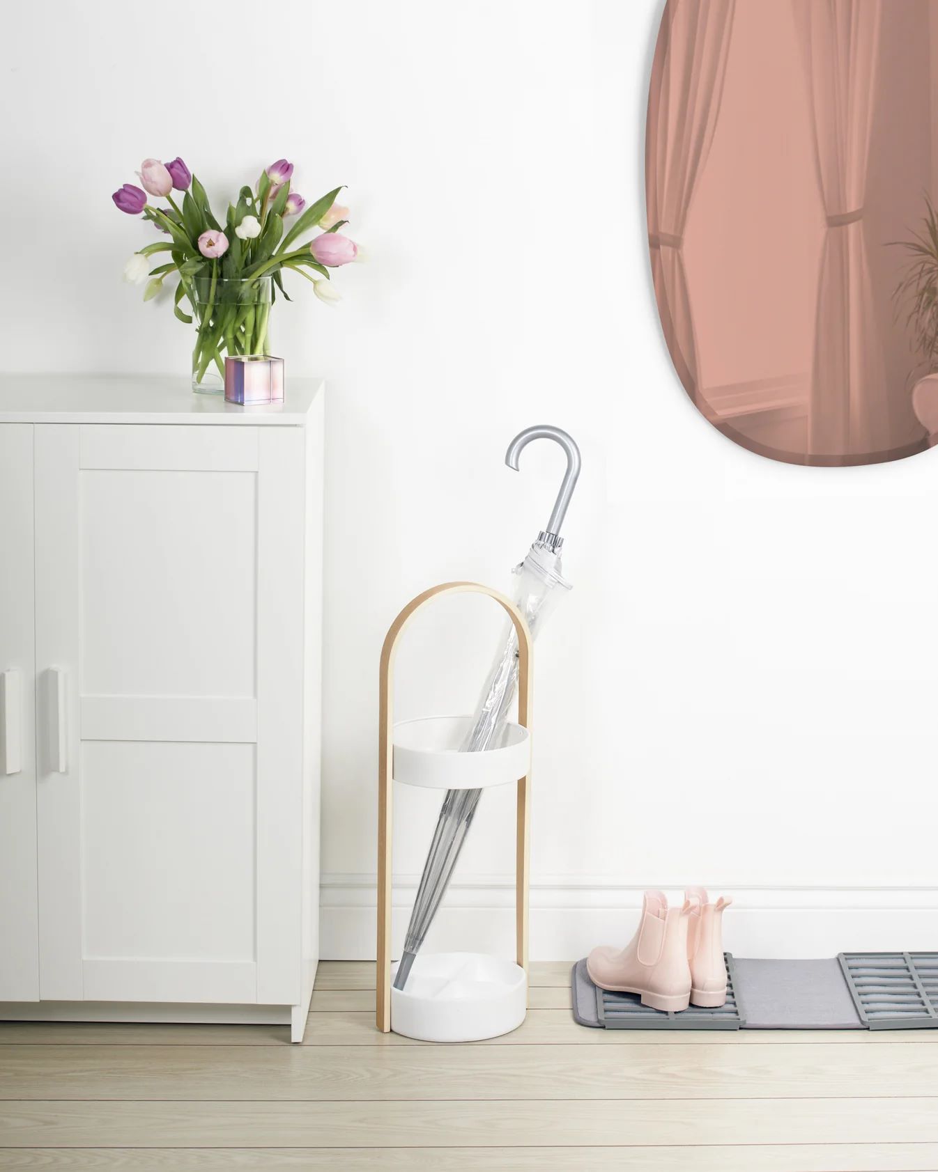 Schirmständer Stand weiß/natur Schirmständer Stand weiß/natur