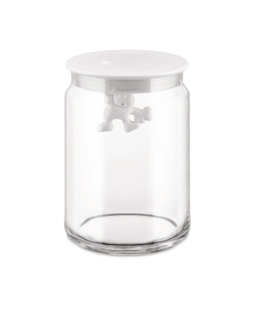 Gianni Vorratsdose aus Glas 1,4 L – große Aufbewahrungsdose mit Deckel weiß