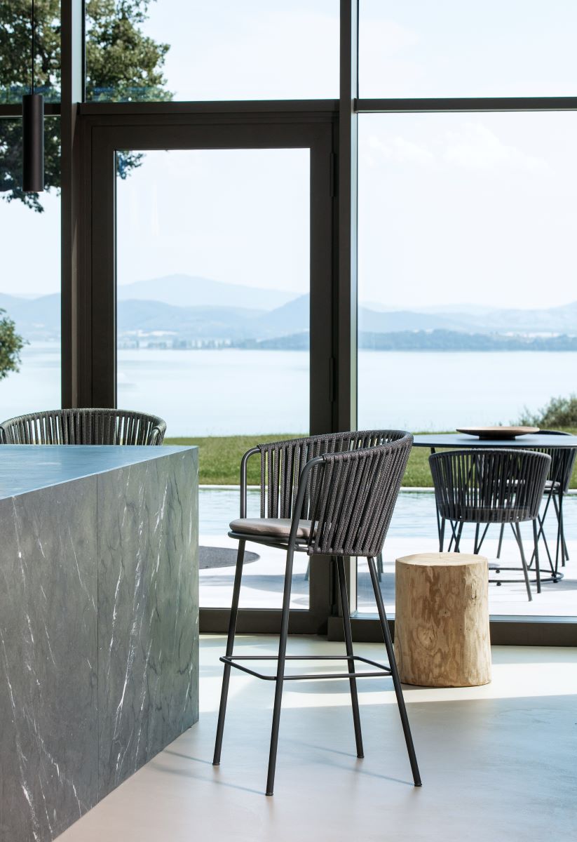 In- und Outdoor Barstuhl Daisy Rope - modernes Design In- und Outdoor Barstuhl Daisy Rope - modernes Design matt weiß