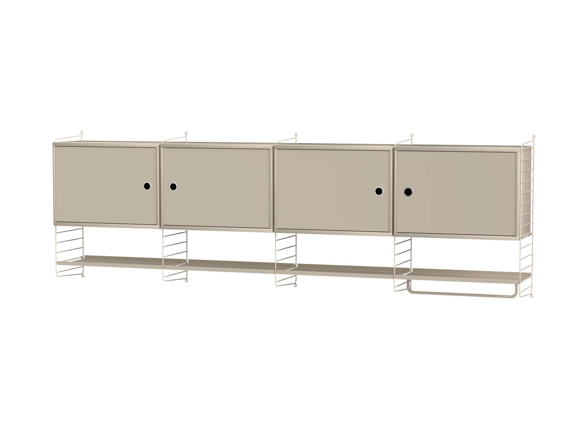 Langer Wandschrank mit Regalböden Beige