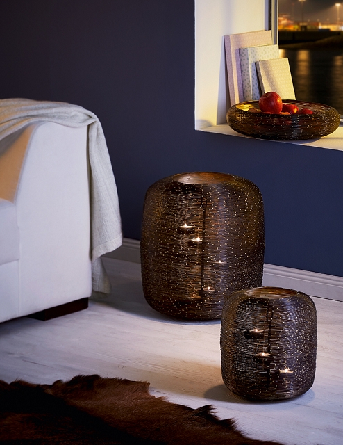 Botswana Windlicht schwarz/gold