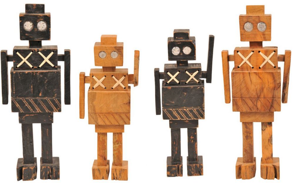 Dekofigur Roboter aus Holz