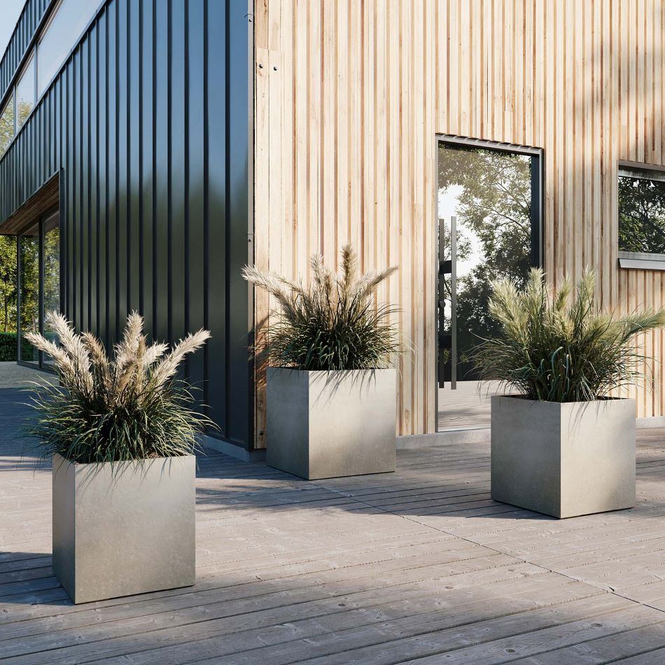 Roccastone würfelförmiger Betonpflanzkübel 60 x 64 cm anthrazit