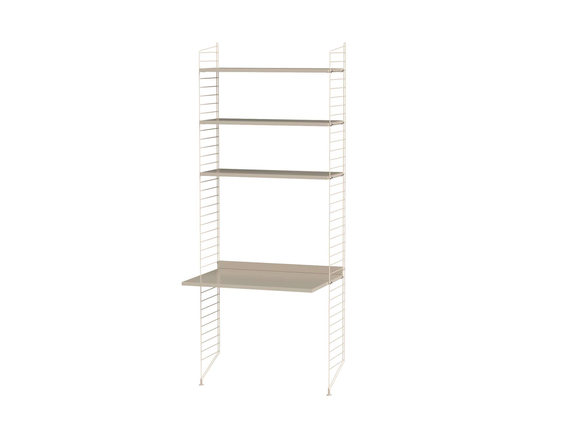 Hohes Standregal mit Schreibtisch Beige Beige