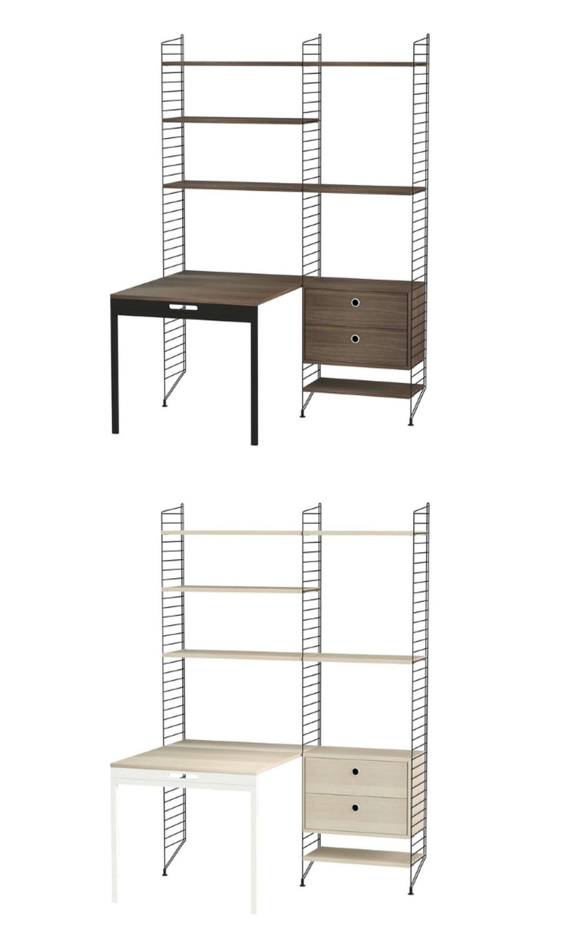 Schreibtisch klappbar mit Regal Schwarz Esche