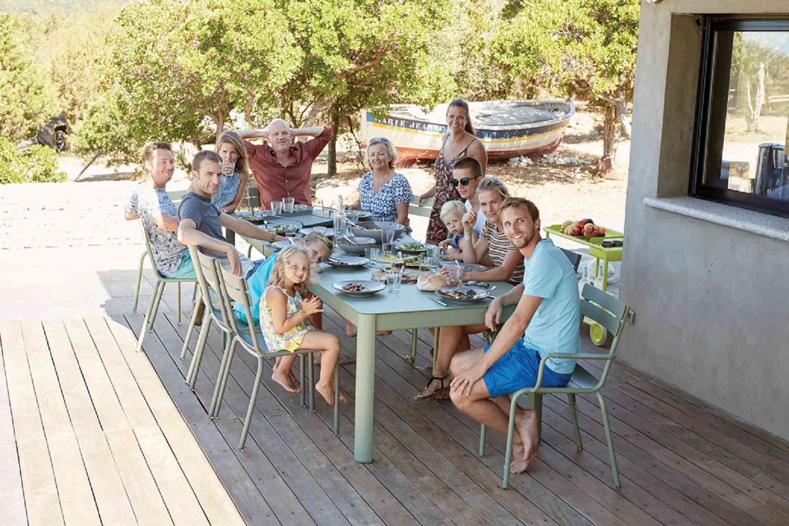 Ribambelle XL Tisch 299x100 3 Einlegeplatten Latte Beige