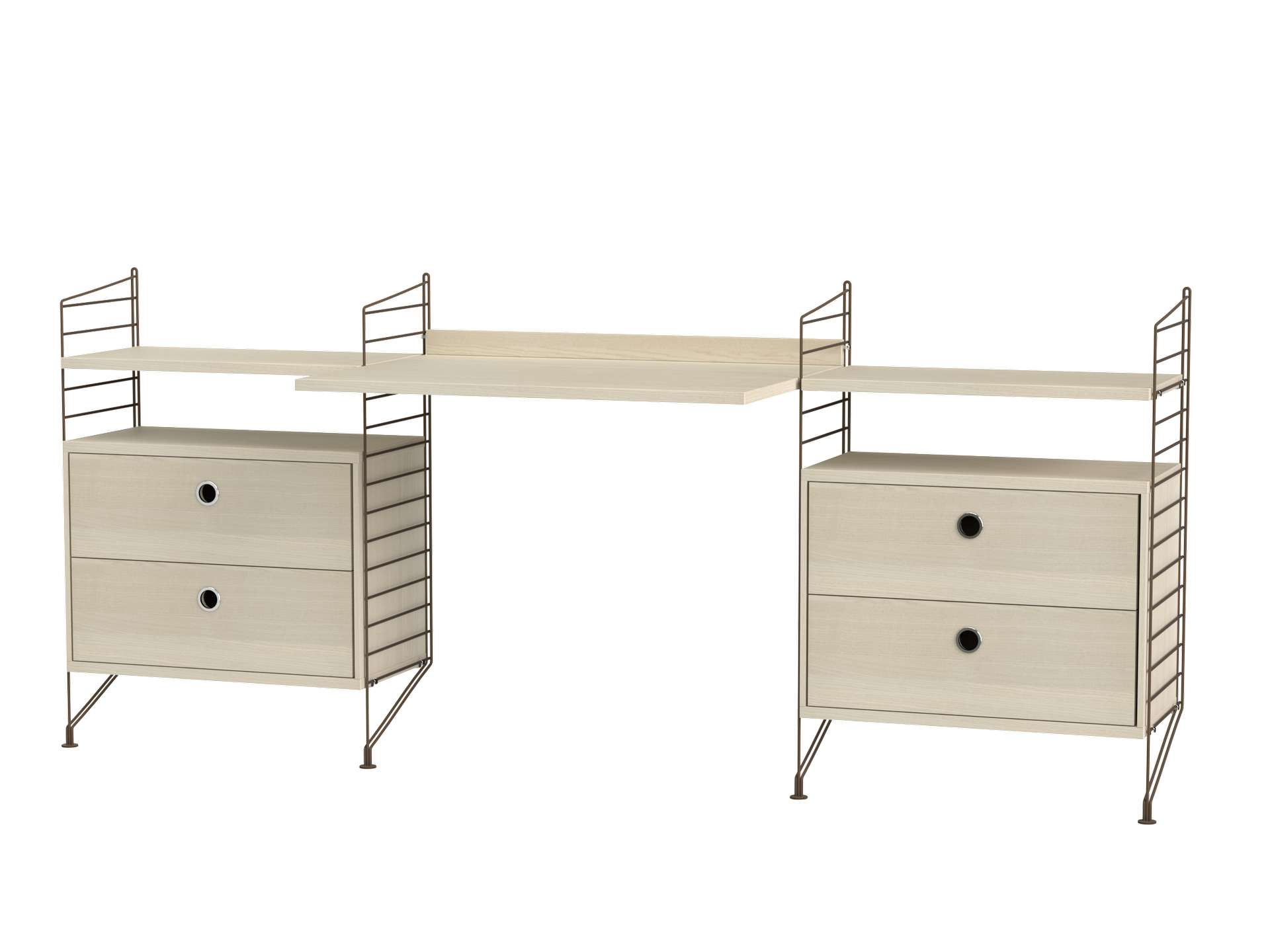 Schreibtisch mit Schubladen Braun Esche