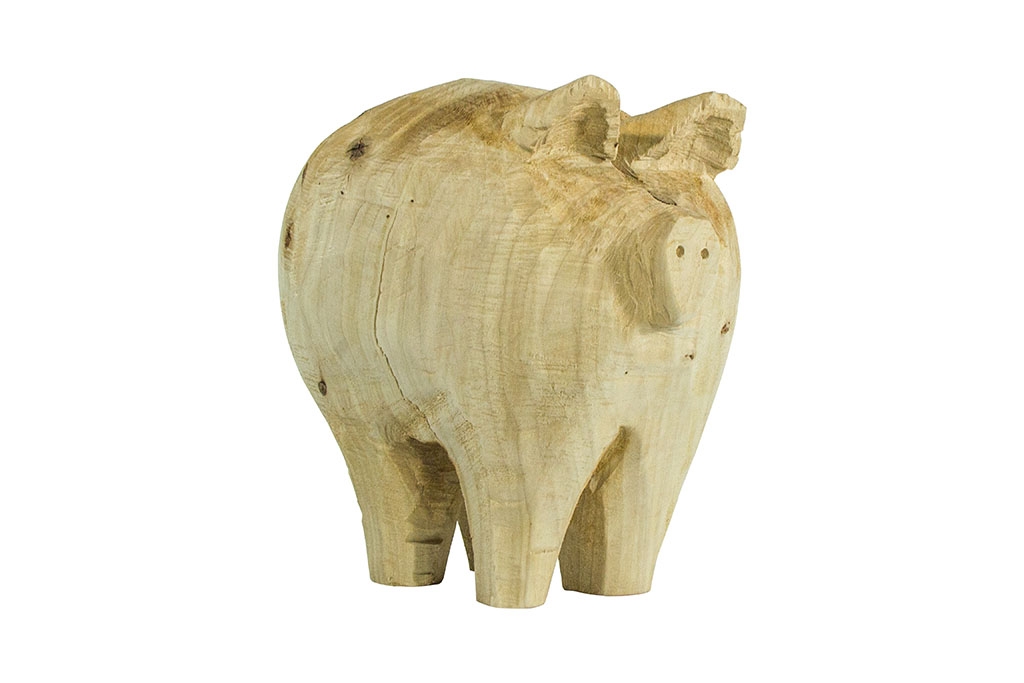 Holz Schwein Pappel natur, Höhe 35 cm